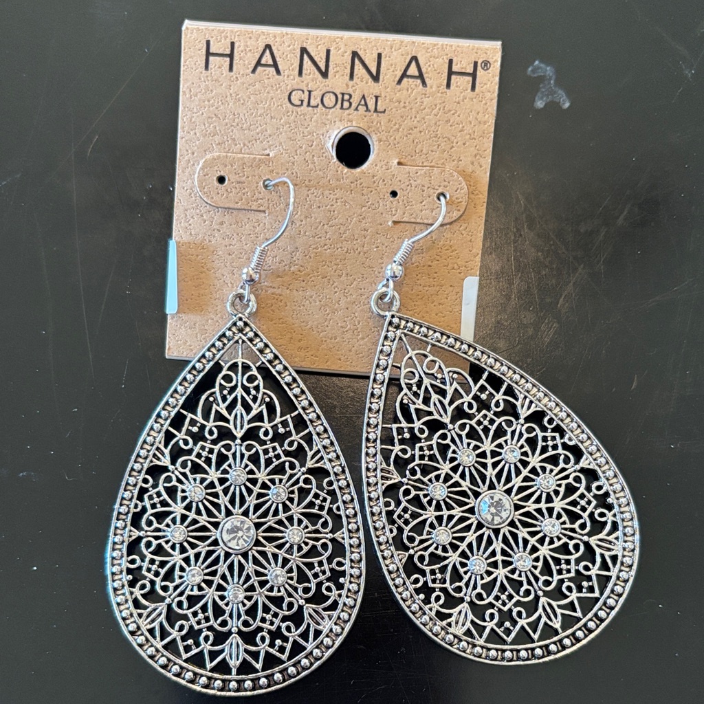 Hannah Silver And Black Filigree Teardrop Earrings